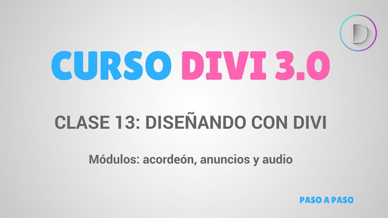 diseñado con divi acordeon, anuncios y audios