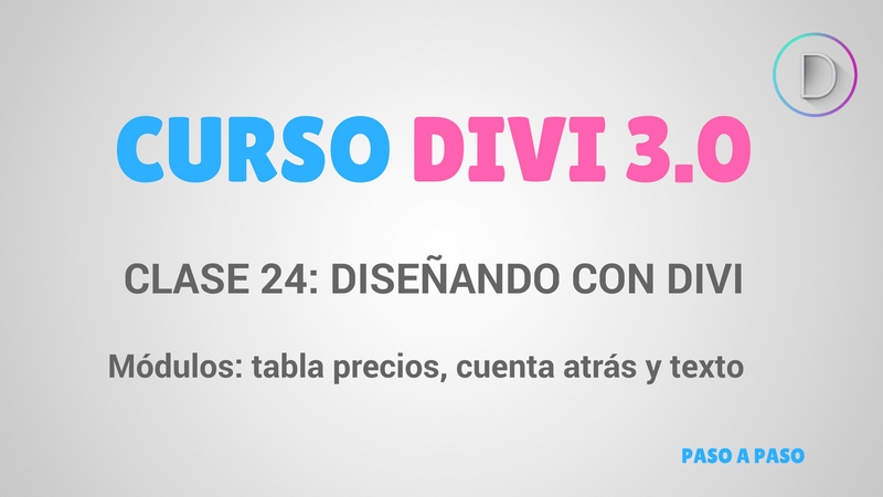 tabla precios, cuenta atrás y texto
