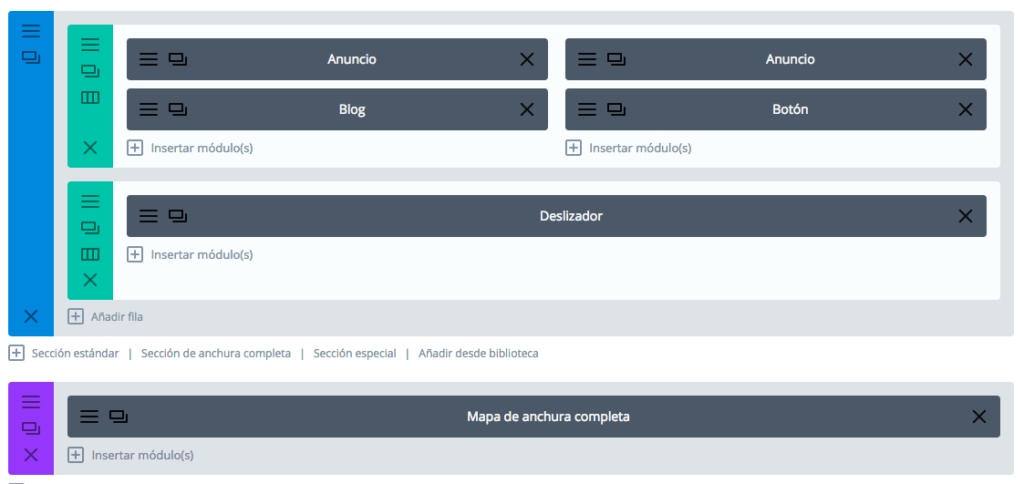 módulos en divi