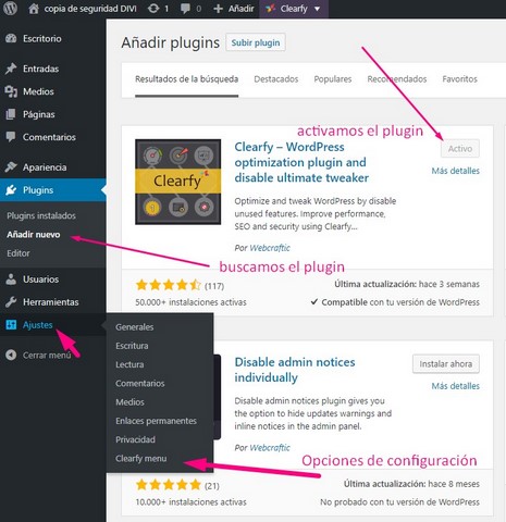 activar y configurar clearfy