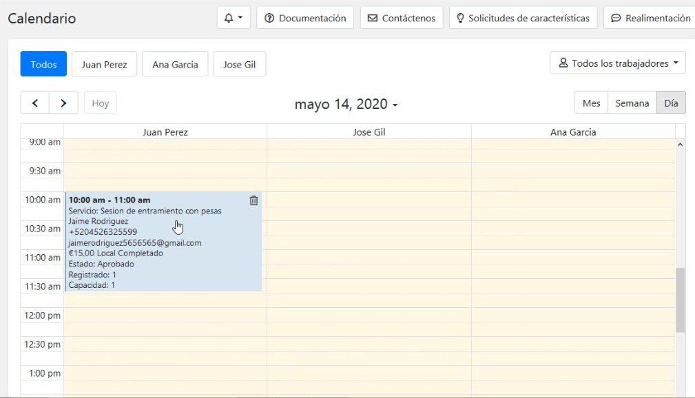 Calendario en Bookly sistema de reservas en WordPress DavidIbiza